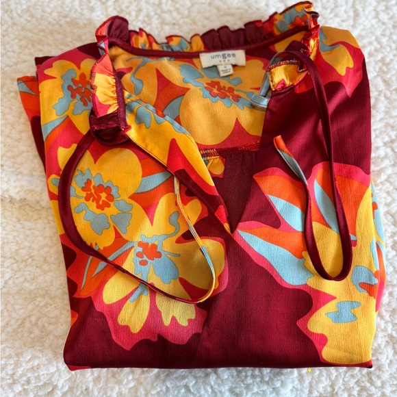 Umgee Multicolor Ruffled Blouse Small 70s inspired| festival wear| retro floral - Picture 8 of 9